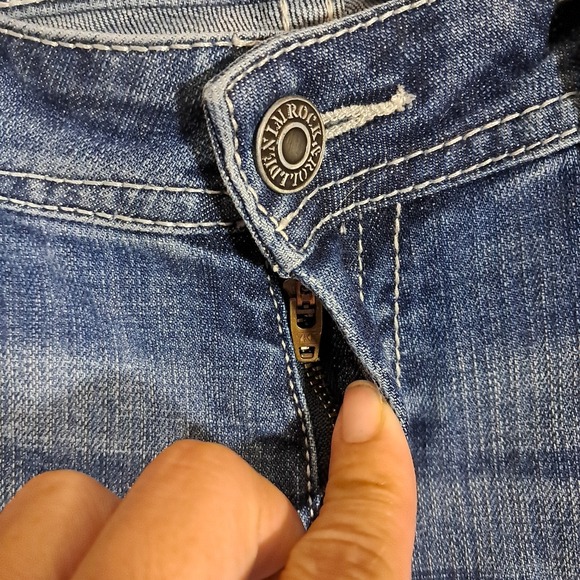 Rock & Roll Cowgirl Jeans Riding 30x28 Boot Western Stone Wash Embroidered Rodeo - Picture 11 of 15